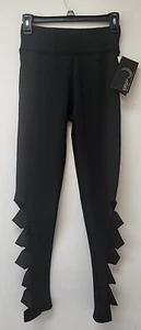 Women's Mesh Strappy Side Twist Ankle Detail Leggings - Black , Small - Picture 1 of 8