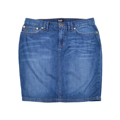 Falda Azul Denim Diseñador Dolce&Gabbana Talla 26 Hecha en Italia Foto 1 de 4