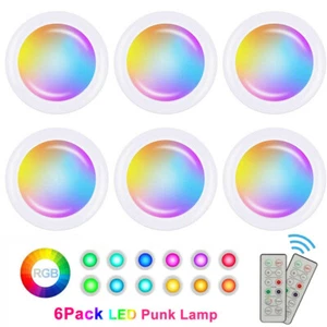 6x RGB LED Unterbauleuchte Vitrinenbeleuchtung Möbel Regalbeleuchtung Spots Set - Bild 1 von 13