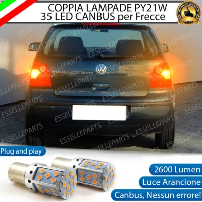 COPPIA LAMPADE FRECCE POSTERIORI LED VW POLO 9N PRE-RESTYLING PY21W CANBUS - Immagine 1 di 4