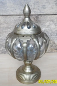 LBC E4/ BONBONNIERE COUPE BRONZE LAITON  VERRE CRISTAL? SUR PIED 1900 SUPER ETAT - Picture 1 of 10