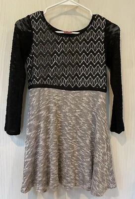 Vestido PINKY Niñas’ Talla 12 Gris Negro Plata Patinador Tejido Manga Larga Foto 1 de 4