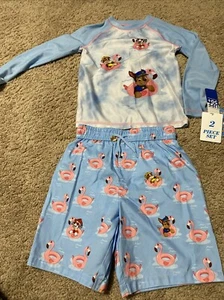 Paw Patrol 5 Year Boys Long Sleeve Rashguard & Swim Trunks 2 pc - Picture 1 of 9