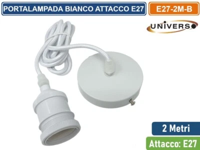 UNIVERSO LAMPADARIO PORTALAMPADA IN METALLO A SOSPENSIONE BIANCO PER LAMPADINE E27