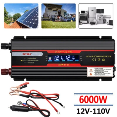 Car Power Inverter 6000 Watts DC 12V to AC 110V Sine Wave Solar Converter AAA - Image 1 of 4