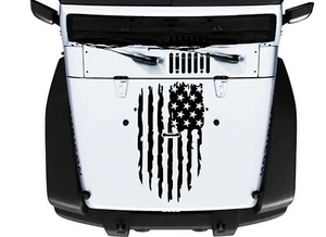 Large USA Distressed  Flag Hood Vinyl Decal Stickers-Fits Jeep Wrangler - Bild 1 von 2