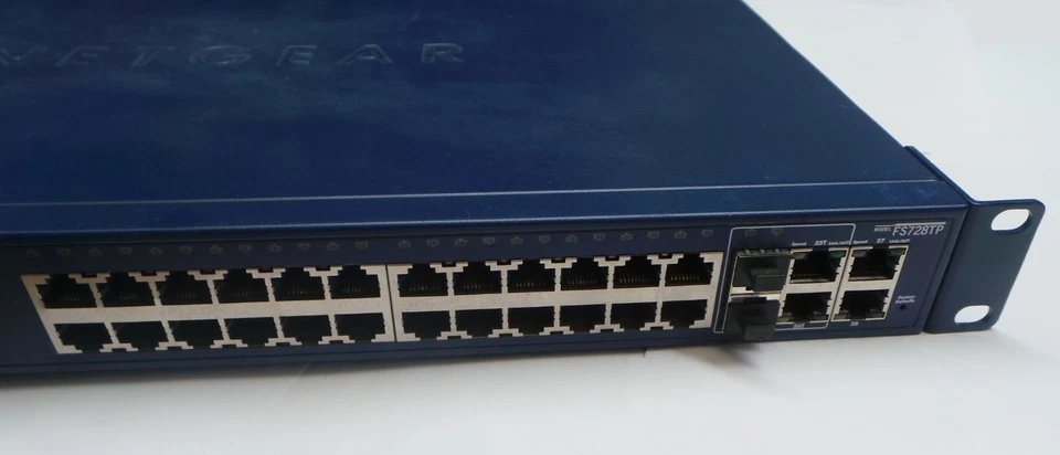 Netgear FS728TP ProSafe 26 + 2 Smart Switch with PoE - With Rackmount Ears V1H2 - Image 1 of 1