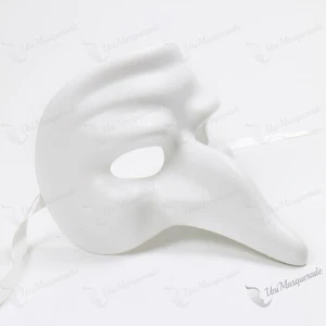 Men's Venetian Zanni Nasone Grezzo Short Nose Costume Masquerade Mask White - Picture 1 of 3