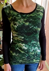 T Tahari DAMEN Pullover Oberteil Gr. M SCHWARZ Langarm TOP - Bild 1 von 3