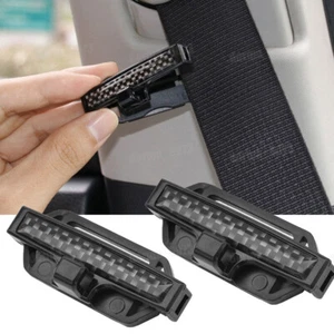 2PCS Carbon Fibre Car Safety Seat Belt Clip Adjuster Buckle Strap Stopper Clamps - Bild 1 von 8