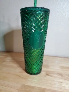 Starbucks Spring 2022 Emerald Green Jeweled Cold Cup NWT Misprinted Error - Picture 1 of 9
