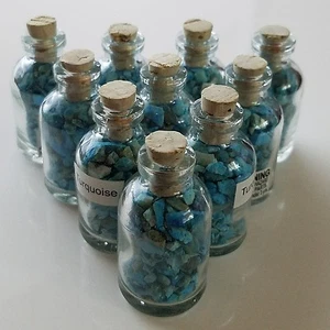 10 Tumbled Turquoise Chips Mini Gemstone Bottles Rocks Gems Crystals Specimens - Picture 1 of 1