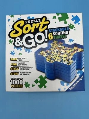 Quebra-cabeças Sort & Go 6 bandejas de classificação empilháveis organização até 1000 peças - Imagem 1 de 4