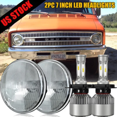 Par de faros LED redondos de 7" para Dodge 1971-1978 B100 B200 B300 furgoneta AAA Foto 1 de 4