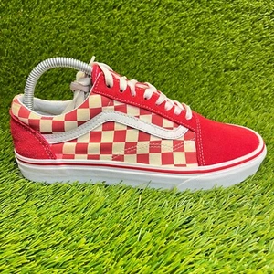 Vans Old Skool Primary Check Mujer Talla 9 Rojo Blanco Zapatos Atléticos Tenis - Imagen 1 de 11