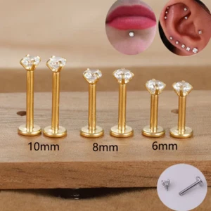 50PCS CZ Labret Lip Chin Monroe Bar Tragus Lip Barbells Ear Helix 16G Piercing - Picture 1 of 10