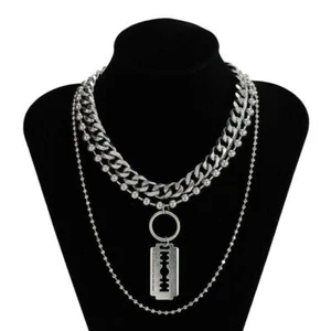 Collana multistrato uomo gioiello donna hip hop moda girocollo catena perline - Foto 1 di 7