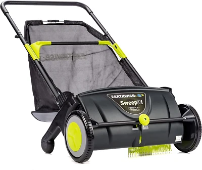 26 Gallon Lawn Sweeper Adjustable Walk Behind Cleaner Push Leaf Grass Collector - Image 1 of 4