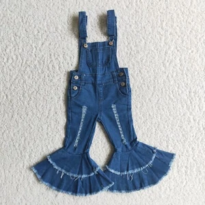 Baby Girls New Fashion Clothing Dark Blue Denim Overall Denim Jumpsuit - Picture 1 of 6