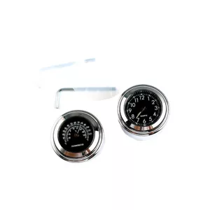 7/8'' 1'' Motorcycle Bike Handlebar Mount White Dial Clock & Thermometer Temp - Picture 1 of 6