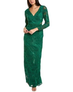 MARCHESA NOTTE Plunging Long Sleeve Emera Gown sz 10 NWT - Picture 1 of 4