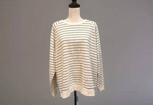 Women's XXL Old Navy White & Blue Stripe Sweatshirt Oversized Confort Stretch - Picture 1 of 4