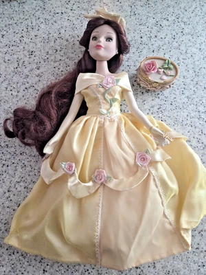 Princess Belle Doll Disney Porcelain Keepsake Box Brass Key 2001 - Image 1 of 4