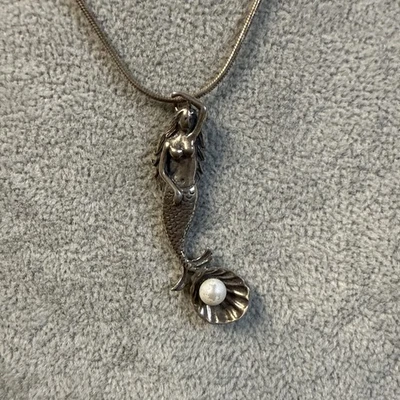 Sterling Silver Mermaid Necklace 16” Chain - Image 1 of 4
