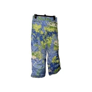 Obermeyer Alt3 Youth Malibu Ski Pants 12 Juniors Blue Green Floral Nylon Pockets - Picture 1 of 7