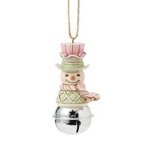 Jim Shore HEARTWOOD SWEETS SNOWMAN ON BELL ORNAMENT 6017027 BRAND NEW - Picture 1 of 4
