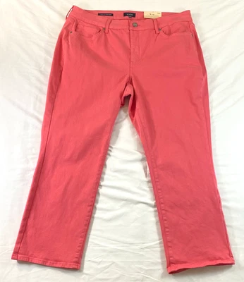 women's NYDJ jeans size 16W coral five pockets zipper belt loops straight cotton - Image 1 of 4