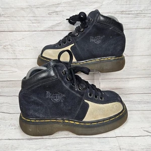 Vintage Doc Martens 8346 Suede Black Tan Chunky Platform Shoes UK 4 US Women's 6 - Picture 1 of 6