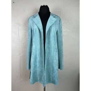 PHILOSOPHY Republic Women’s JACKET Faux Leather SUEDE Light Teal Blazer Size Med - Picture 1 of 11