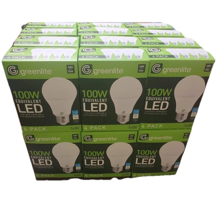 Greenlite 100w Equivalent LED Bright White Light Bulb 3000k case 96 count