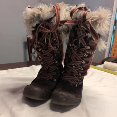 Muk Luks Mid Calf Fuzzy Boots Women's Size 7 Knit MukLuks Gwen Thinsulate Tall - Image 1 of 4