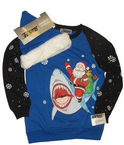 Santa Riding A Shark Sweatshirt With Matching Hat Size 10~Brand New w/Tags~2 AVL - Picture 1 of 6