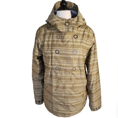 Bonfire Ski Coat Women's Size L Snowboarding Olive Green Striped Winter Sports - Image 1 of 4