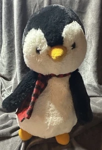 Aurora World Plush Penguin Red Plaid Scarf 9” Stuffed Toy - Picture 1 of 5