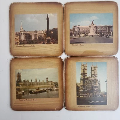 Винтажный Pimpernel Лондон Исторические Места Подставки Пробковый Задний Набор из 4 - Изображение 1 из 4