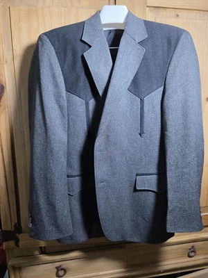 Circle S Para Hombres Blazer Abrigo Deportivo Traje Chaqueta Negro Gris 42S Western Cowboy Rodeo  Foto 1 de 4