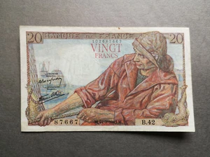 Francia, billete antiguo 20 francos 1942 - Imagen 1 de 2