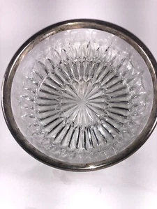 Vintage Crystal Serving Dish Bowl Plate SILVER RIM Glass - Picture 1 of 6