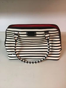 Bolso de Mano Kate Spade New York Negro Blanco a Rayas Cartera de Hombro Cremallera - Imagen 1 de 10