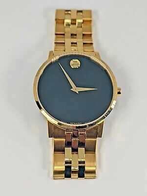 MOVADO Museum Classic Black Dial Yellow Gold PVD Men's Watch 0607203 • 135.02£