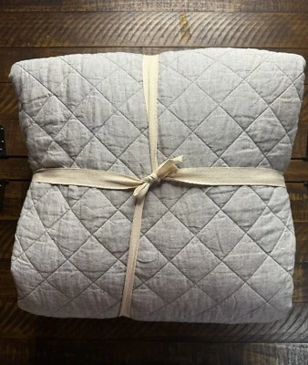 Edredón Pottery Barn Belga Lino Lino Diamante King/Cal. King Flagstone nuevo sin etiquetas Foto 1 de 2