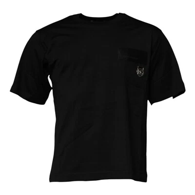 Camiseta DOLCE & GABBANA Negra Logo Parche Algodón Cuello Redondo Hombres IT46/US36/S 600usd Foto 1 de 4