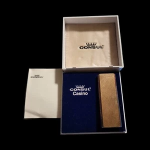 Rare 1950s Consul Casino Gold Plated Gas Lighter - Picture 1 of 6