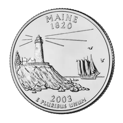 🇺🇸 US State Quarter coin 25 cents, Maine, 2003 - Image 1 of 2
