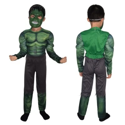 Boys Hulk Muscle Cosplay The Avengers Costume Fancy Dress Halloween Outfits US - Image 1 of 4