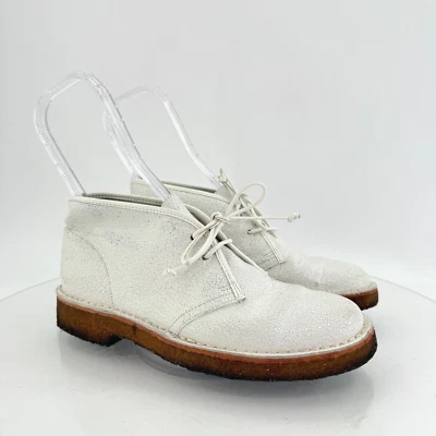 Tory Burch Para Mujer Bergen Talla 8 Blanco Cuero agrietado Chukka Desierto Botas Zapatos Foto 1 de 4